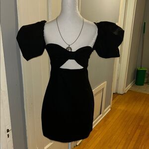 Mable. Elegant Black Puff Sleeve Dress